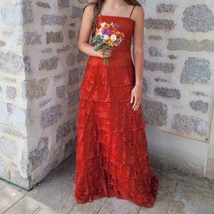 Burnt Orange Prom Dress Size 6/8 Hand Made